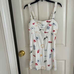 Abercrombie & Fitch White Printed Romper with Multicolor Motifs